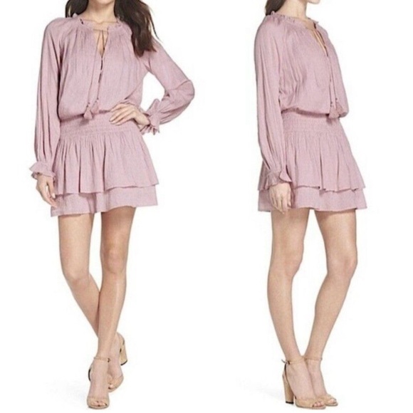 Paige Lemay Dusty Rose Pink Peasant Mini Dress - Picture 1 of 9